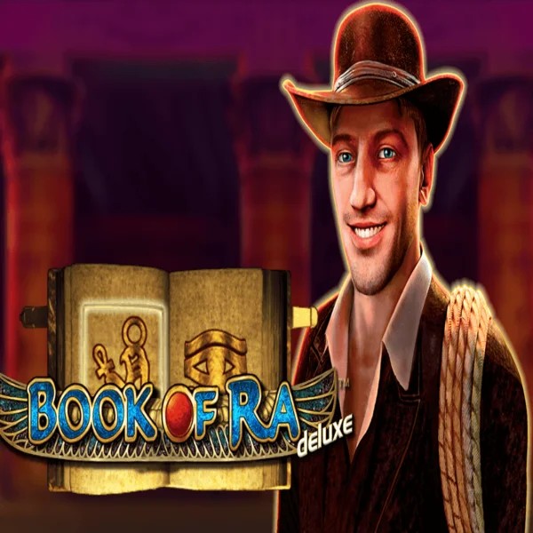 Slots logo of Book of Ra Deluxe from Novomatic at RockWin Casino