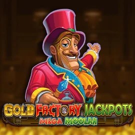 Gold Factory Jackpots Mega Moolah logo by Aurum Signature Studios at RockWin Casino