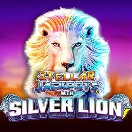 Stellar Jackpots with Silver Lion slot logo by Lightning Box Game at RockWin Casino
